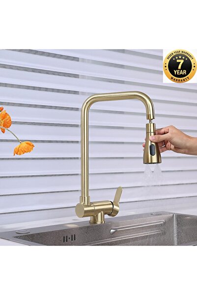 OEM Mutfak Pencere Önü Katlanır Evye Bataryası Yeni Model Mat Gold 7 Yıl Gara...