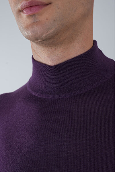Bisse Erkek Yün Basic Yarım Balıkçı Yaka Triko Mürdüm