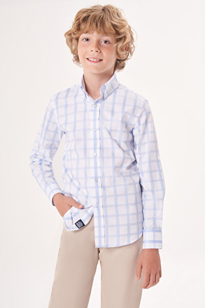 Bisse Regular Fit Collared Buttoned Blue Boys' Shirt