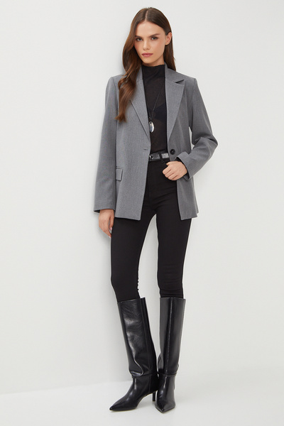 Lovelyİstanbul Padded Polyviscon Blazer Jacket Lgp0018 Anthracite
