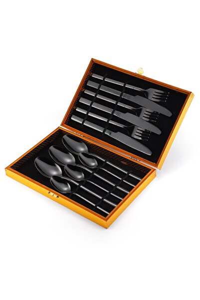 Trendy's 12-piece stainless steel cutlery set, TRENDY'S, black