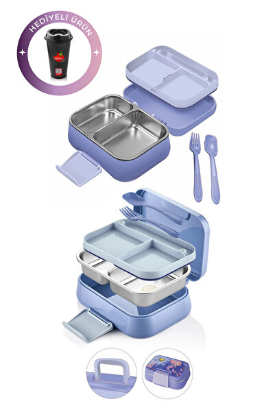 Kitchen Life Happii Vakumlu 4 Bölmeli Paslanmaz Çelik Çocuk Beslenme Kabı - D...