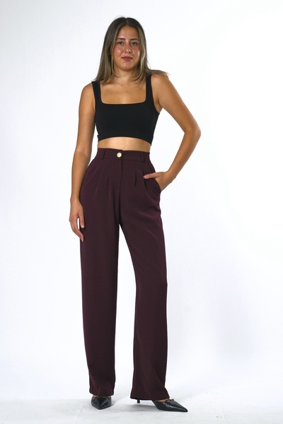 ABBRA Women's Elastic Waist Palazzo Pants