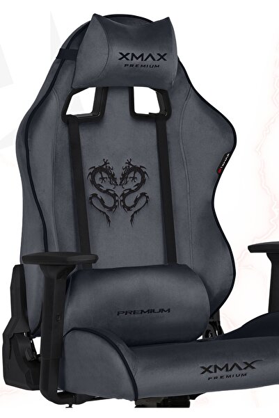 XMAX / Rio Balerion Koyu Plaza Grisi Kadife Terletmez Kumaş Gaming Oyuncu Koltuğu / 120 Kg Taşır