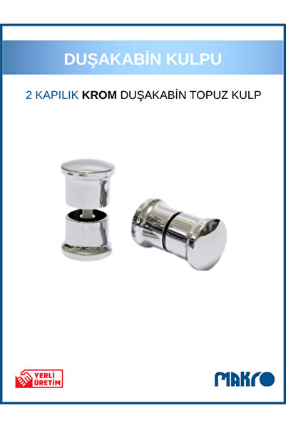 GLASSMAKRO 2 Kapılık Duşakabin Topuz Kulp Krom Cam Duşakabin Kulpu