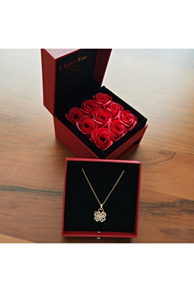 BİG STORE Special Red Rose Flower Jewelry and Necklace Box for Couples