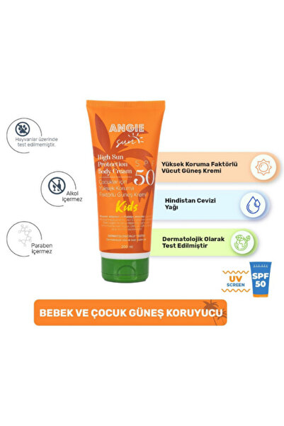 Angie KİDS 50 SPF ÇOCUKLARA ÖZEL YÜKSEK KORUMA FAKTÖRLÜ GÜNEŞ KREMİ