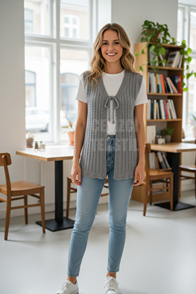 Çt Çeyizci Tekstil Vest Stringed Dowry Vest - Bridal Vest - Gray