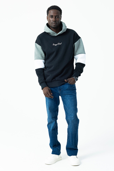 JB John Borners Мъжка качула с принт, 3-слойна, черна - 5299