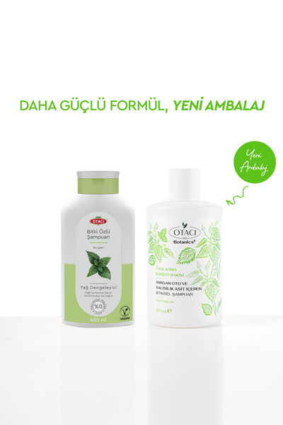 Otacı Botanics + Yağlanma Karşıtı Bakım - Isırgan Otu ve Salisilik Asit İçeren Bitkisel Şampuan