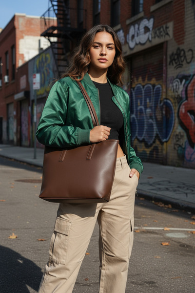 KISCHE Large Shoulder Bag Lined Zippered Casual Bag