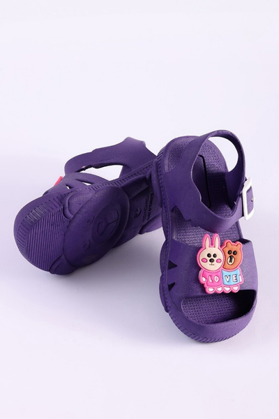 saramary Sandale ortopedice anti-alunecare pentru fete, cu figuri de animale, cu talpă, cu față deschisă, papuci casual liliac