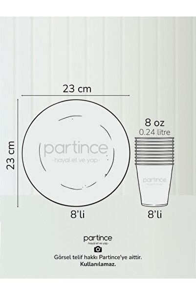 partince 8 Kişilik Klasik Araba Kullan At Karton Tabak Bardak Çatal Kaşık Bıçak Araba Parti Seti