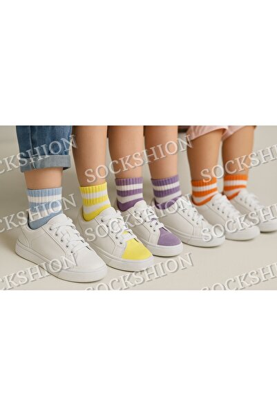 SOCKSHION Çocuk Çemberli Pamuklu Soket Çorap 5 Çift