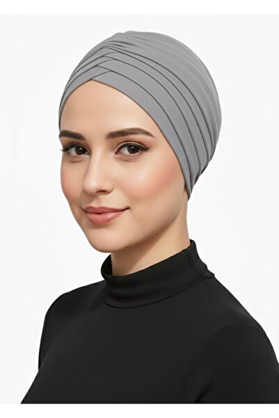 Ramellia Gray Ready-To-Wear Turban Practical Bonnet, Quick-Drying Hijab Bonnet