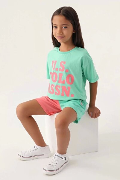 U.S. Polo Assn. US Polo Assn Licensed Bicolor Gránátalma rövidnadrág szett lányoknak