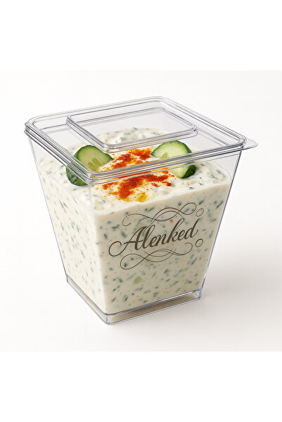alenked Tatlı Kabı Prizma Mika Plastik + Kapak 200cc 50 Adet