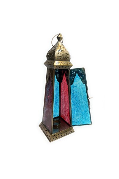 Souq DESIGNS Ramadan Lantern Large fanoos Arabic Moroccan Lanterns Gold Metal Lanterns 1 pc