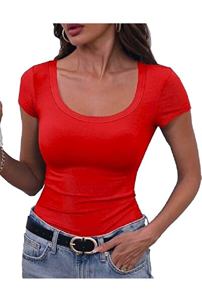 Rooted Γυναικείο κρεμίτ χρώμα, μπλουζάκι και μπλούζα με τετράγωνο λαιμό, ύφασ...