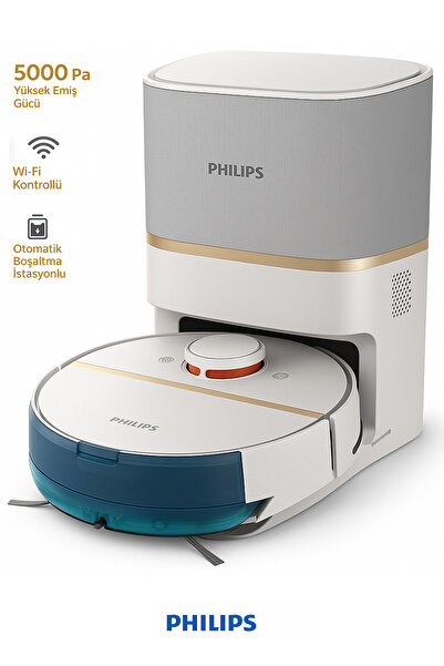 Philips 7000 Serisi Istasyonlu Kutup Beyazı Robot Süpürge - Yeni Nesil Gelişmiş Performans - 5000Pa Güç