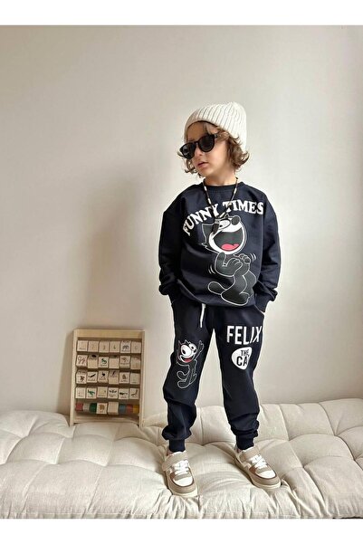 RAPAPA Boy's 2 Thread Bottom Top Tracksuit Set Dark Blue 1666