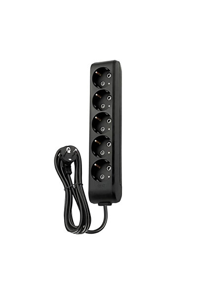 VİKO Beşli Çoklu Priz, Topraklı, Uzatma Kablosu, 5li, 2m, Siyah