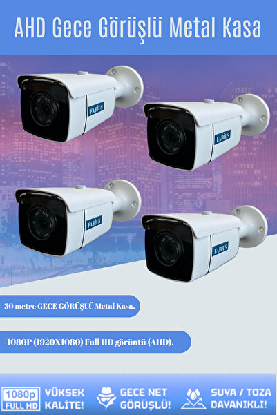 Fabius Metal Kasa Gece Görüşlü Dörtlü Güvenlik Kamerası