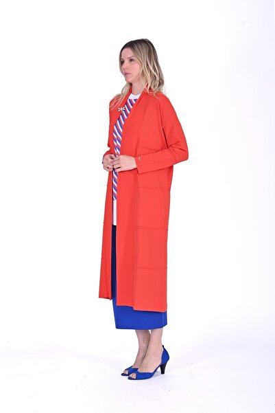 Invee Şal Yaka Triko Uzun Hırka ORANJ