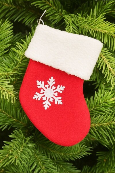 BeySüS Yılbaşı Çam Süsü Çorap Kırmızı 18cm