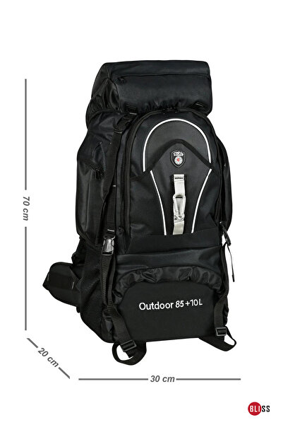 Bliss Professional Black 85+10 Liter Water Resistant Mountaineer & Camping Bag with Back Support