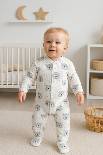 Pamira %100 pamuk hayvan figürlü bebek tulum