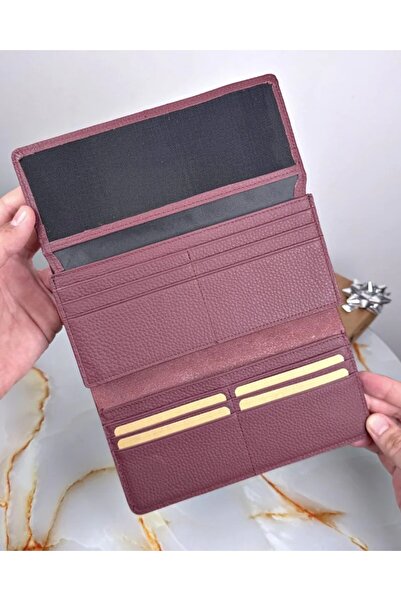 Fil Deri Genuine Leather Women's Burgundy Color 2022 with Phone Compartment and Saraciye Stitching