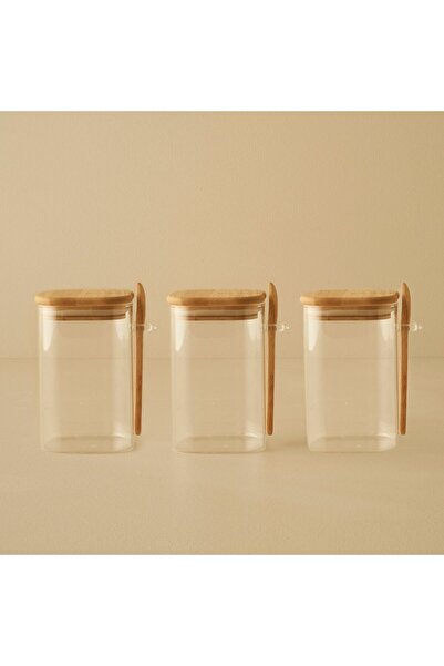 Bella Maison Alice Bamboo Lid 3-Piece Jar Set Natural (500 Cc)