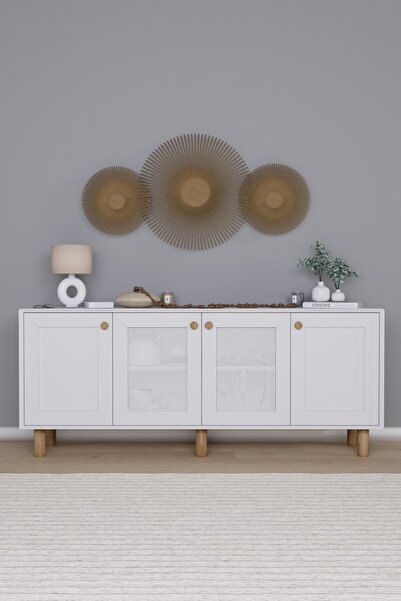 midoser Bohem Serisi Natura 2 Kapak Pvc Hasır Desen Mat Beyaz Konsol