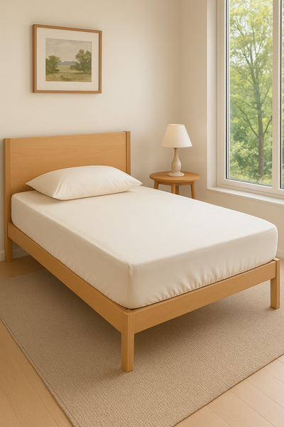 GÖRMEZ TEKSTİL Single 100X200+25 cm Pure Cotton Fitted Sheet – Ecru