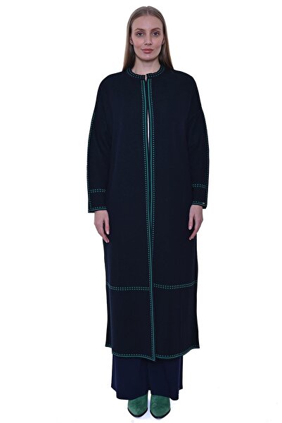 Invee Invee 7083 Long Cardigan with Wool Blend - Navy