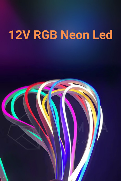 Ema Dükkan 12V RGB Neon Led 5 Metre RGB Neon Şerit Led 16 Renkli Kumandalı Animasyonlu RGB Neon Led Şerit