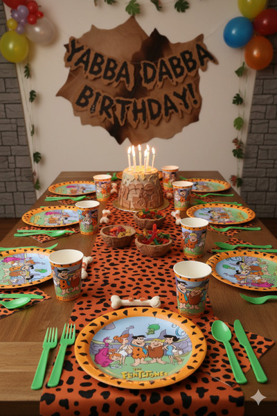 Deniz Party Store Taş Devri Karton Tabak Bardak Set 8 Kişilik