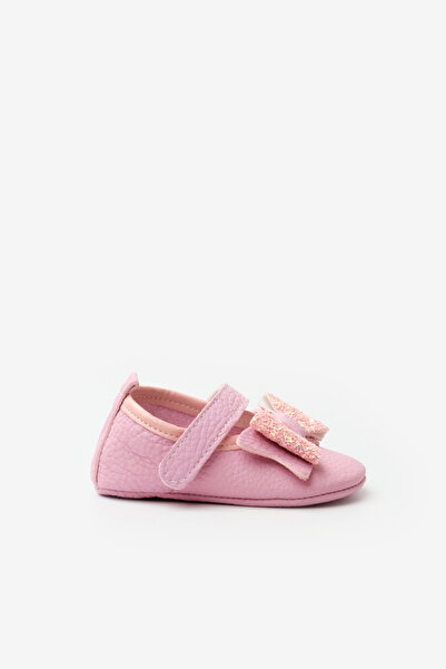 Le Mabelle Pink Sequin Velcro Leather Baby Girl Loafer