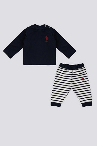 U.S. Polo Assn. U.S. Polo Assn Lacivert Şeritli Bebek 2 Li Takım