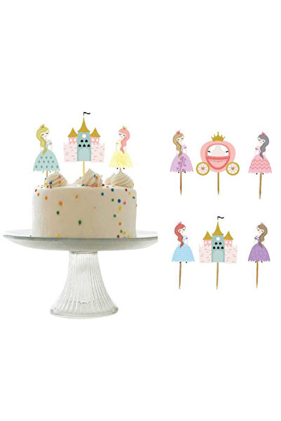Le Mabelle Set of 10 Toothpicks with Multicolored Castle and Princess Figures