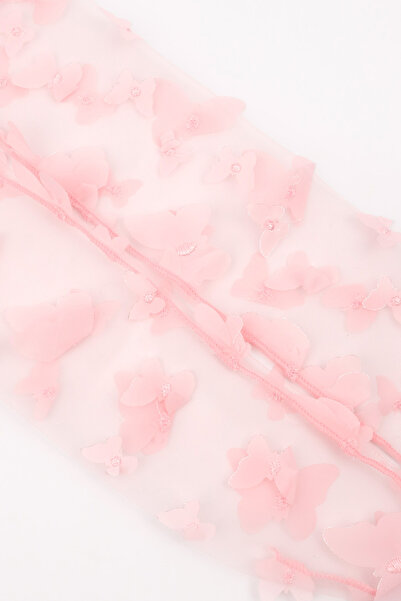 Le Mabelle Pembe  Kelebek Aplikeli Kız Çocuk Tül Çorap