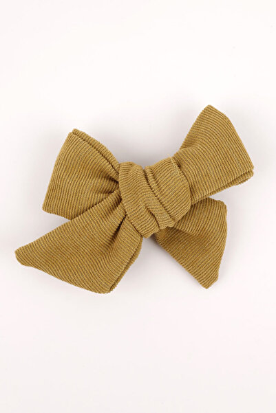 Le Mabelle Mustard Knot Bow Velvet Girl's Clip Buckle
