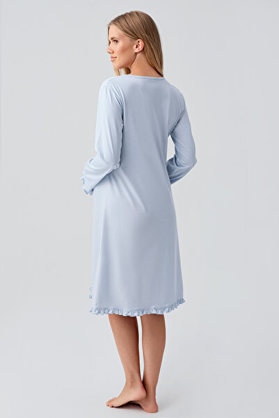 Artış Long Sleeve Patterned Stretchy Cotton Maternity Dressing Gown Nightgown Set