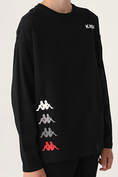 Kappa Μπλούζα για αγόρι με εμπριμέ λογότυπο Black Crew Neck Kappa