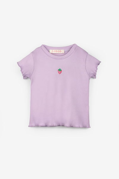 Le Mabelle Lilac Strawberry Embroidered Camisole Shorts Girl's Double Set - Alina