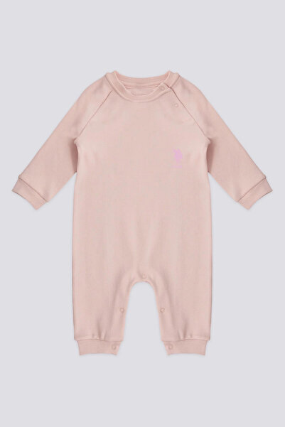 U.S. Polo Assn. U.S. Polo Assn Lisanslı Simple Toz Pembe Kız Bebek Tulum