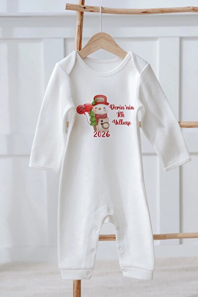 Lilabio %100 Pamuk Isme Özel Uzun Kollu Yılbaşı Temalı Bebek Tulum
