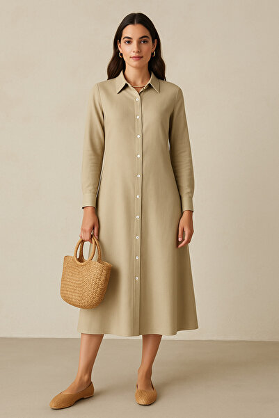 Rich Women's Long Sleeve Button-Down Shirt Dress