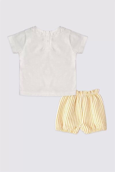 U.S. Polo Assn. Kız Bebek 2 Lı Kısa Kol T-shırt Takım - Krem